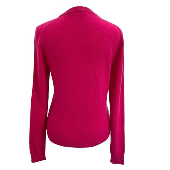 John Lewis 100% Cashmere Cardigan Sweater Soft Classic Bright Pink size 8 - Picture 4 of 7